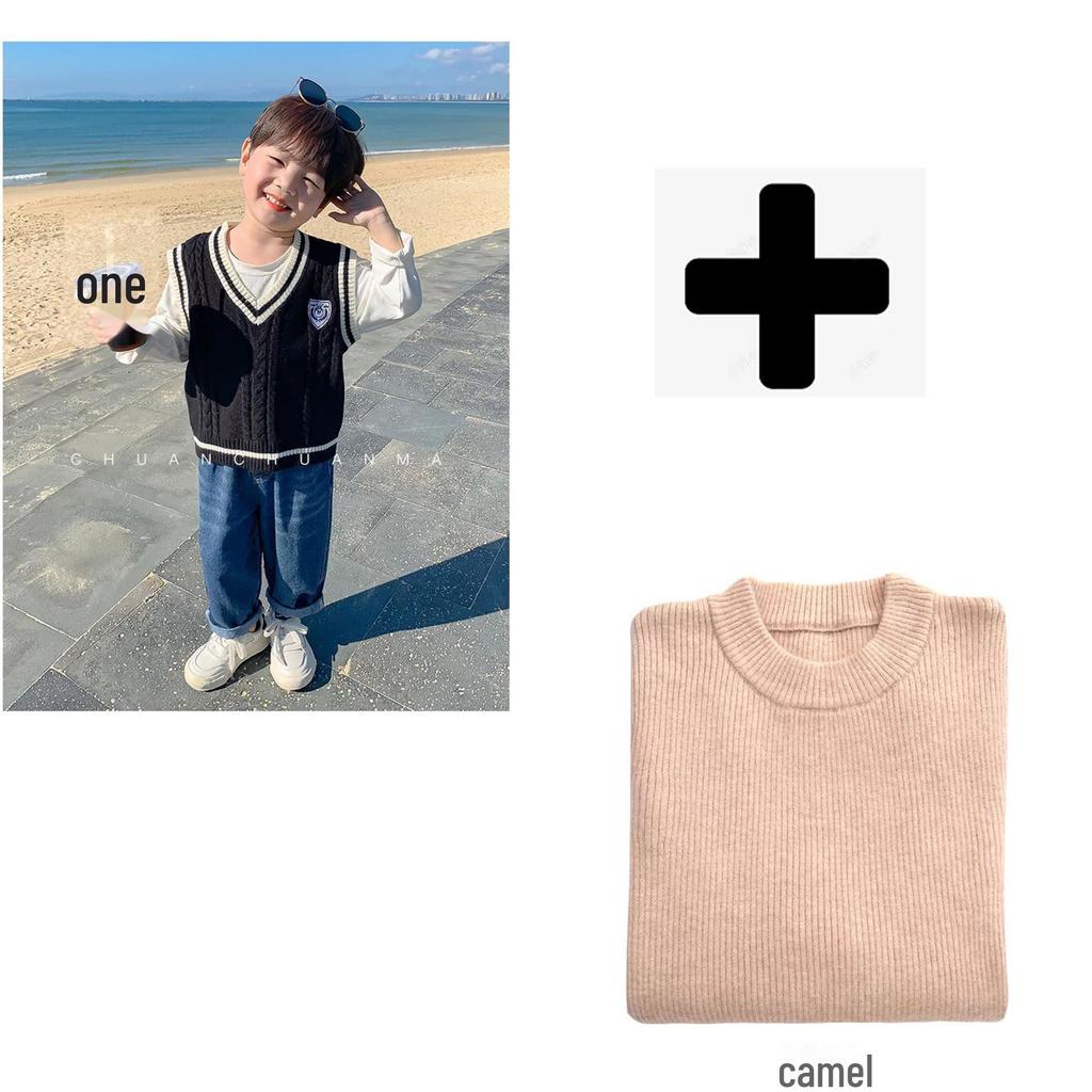 Детский жилет-свитер в студенческом стиле - вязаный жилет на весну и осень для мальчиков и девочек