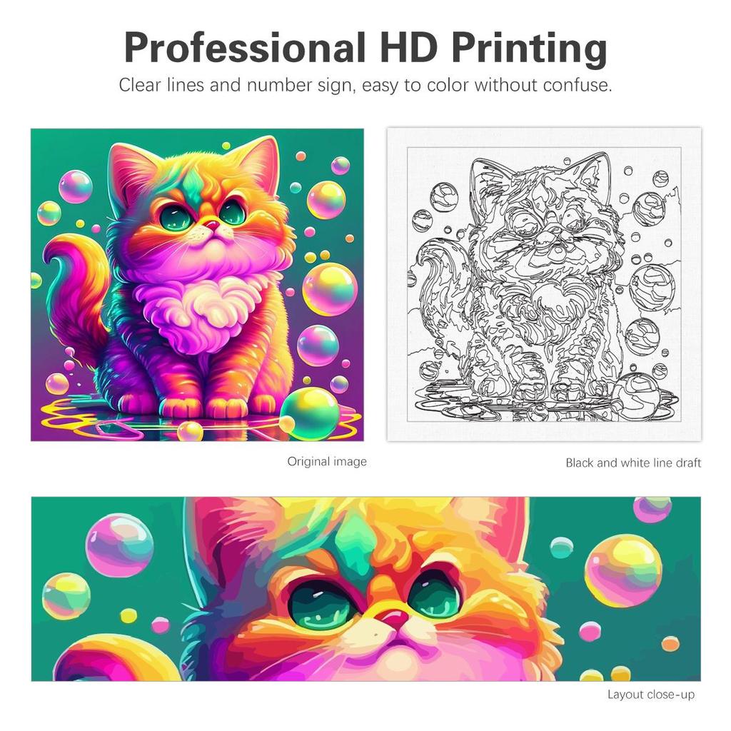 Frame Painting By Numbers Kits For Adults Colorful Cat Animals Starter Kit Picture By Numbers For Home Decoration 40x40