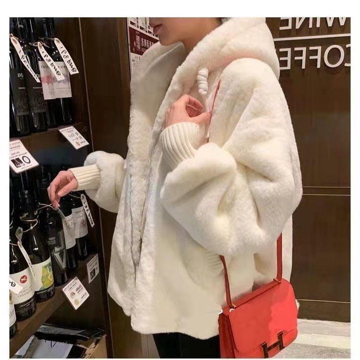 Autumn and Winter Lamb Fur Fur Plush Fashion Warm Jacket Imitation Otter Fur Hooded Loose Coat Jacket