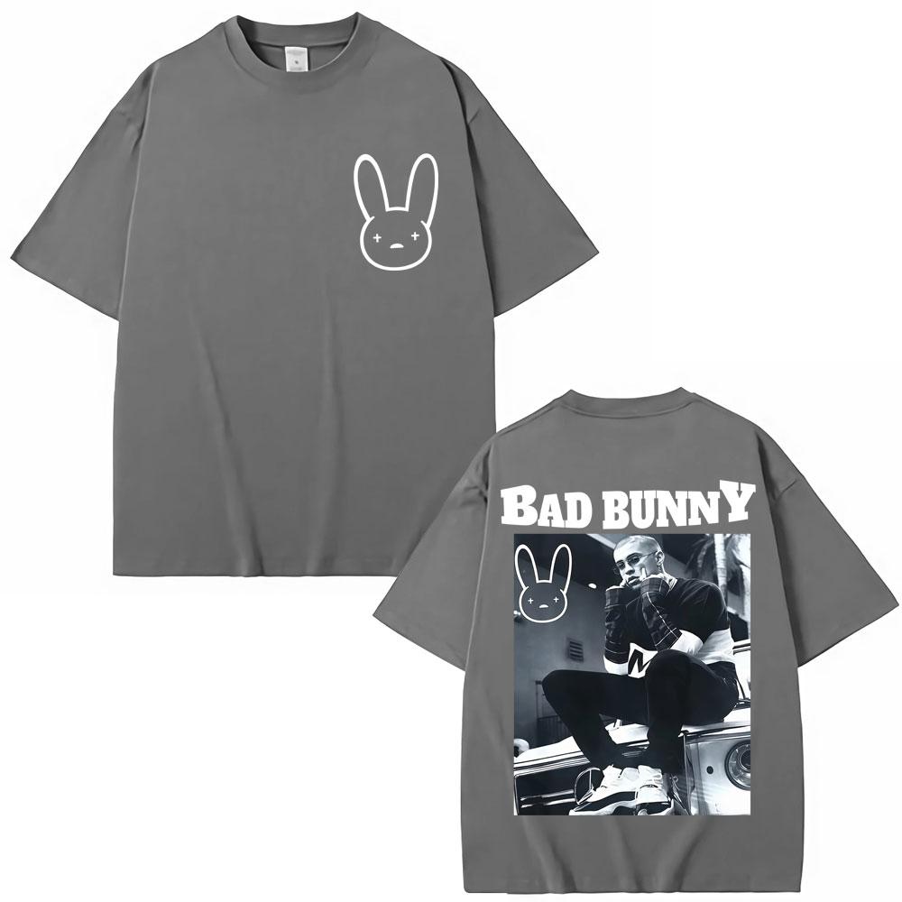 Рэпер BAD BUNNY Винтажная футболка Мужская Женская Хип-хоп Мода Высококачественные Футболки Свободного кроя Хлопковые Футболки Уличная мода Подарки