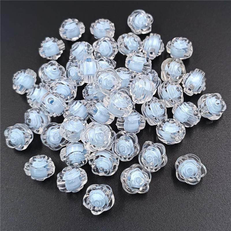 Multicolor Sandwich Rose Flower Beads Creative 11mm for Bracelet Necklace Making Handmade Material Pendants Transparent Matte DIY Jewelry Accessories