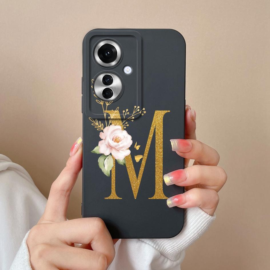 Задняя крышка для OPPO A1i A60 Realme 12 Reno11 F Чехлы Популярные чехлы для пар с буквами AZ Матовый жидкий силикон Высококачественные противоударные чехлы для телефонов для OPPO