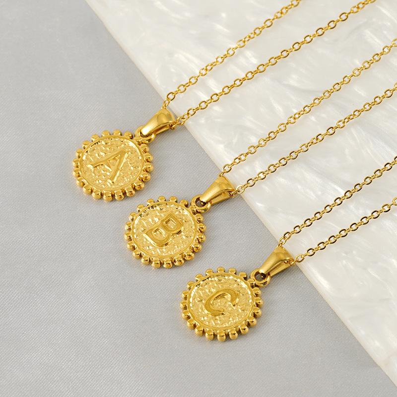 Подвеска-ожерелье из нержавеющей стали с гальваническим покрытием из 18-каратного золота, двухсторонняя, с надписью «love» на английском языке, круглый дизайн из титановой стали