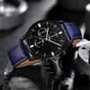 Mens Watch Ultra Thin Black & Silver Business Watch Leather Strap Quartz
