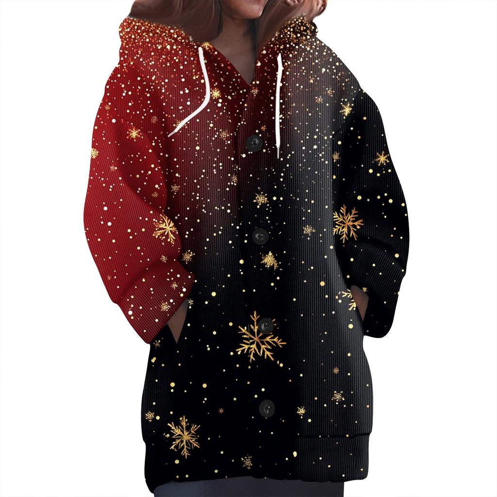 Свитшоты для женщин Вязаный свитер с длинным рукавом Принт Вязаный худи с пуговицами Кардиган Пальто