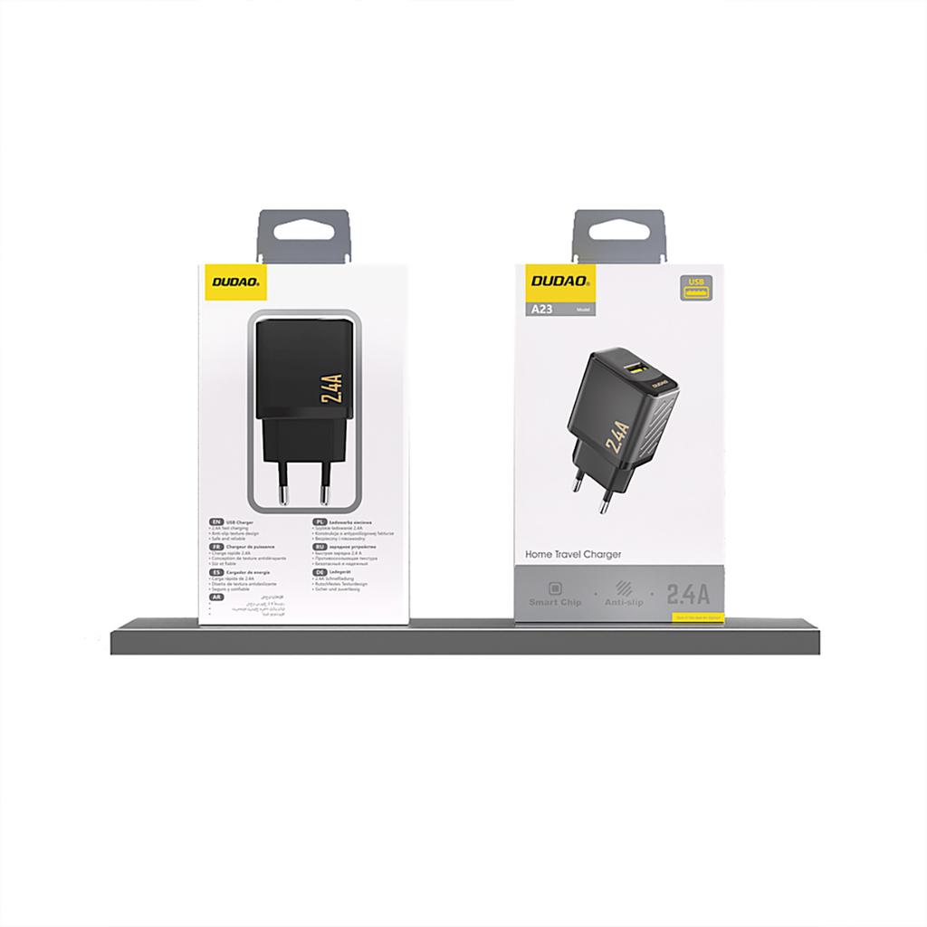 Ładowarka sieciowa 2.4A USB-A - czarna