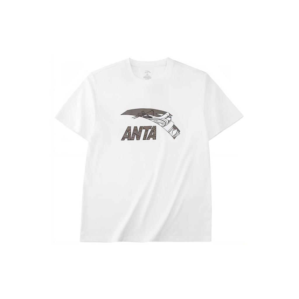 Anta SS22 Letter Print Casual Sport Short Sleeve T-Shirt Unisex Tops White 952228157-2