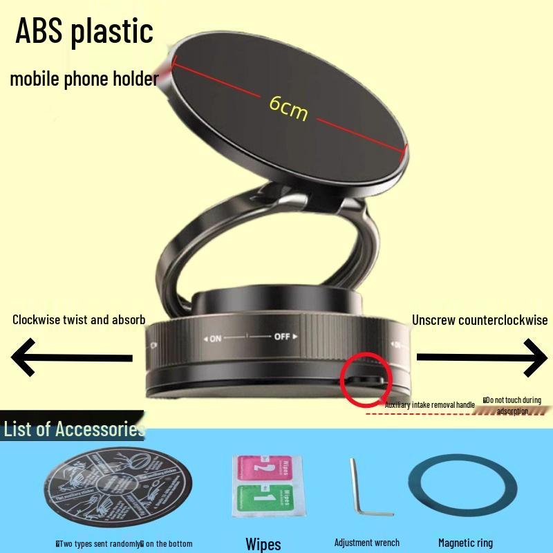 Universal Magnetic Car Phone Holder with Vacuum Suction for Dashboard and Desktop