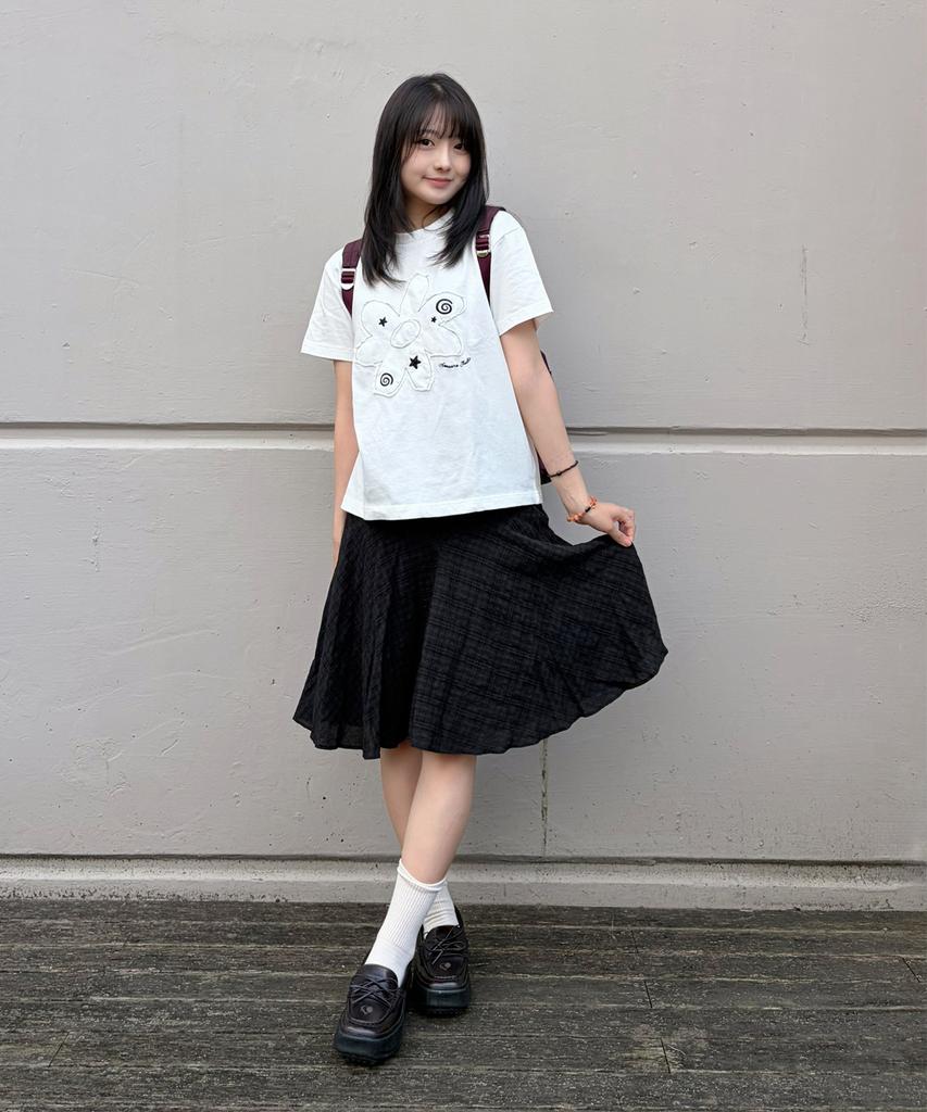 AWESOME STUDIO Flower Patchwork Short Sleeve T-Shirt Ivory