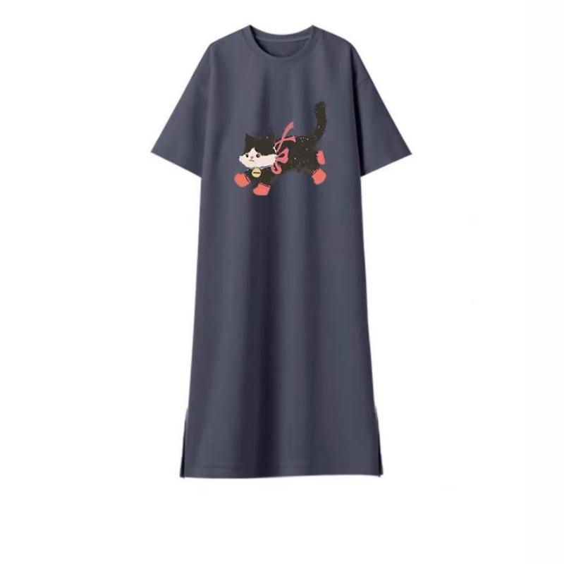 Женское платье-футболка свободного кроя большого размера Port Style Design Sense с короткими рукавами и разрезом средней длины