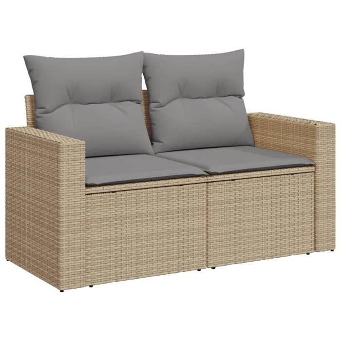 VidaXL Canapé de jardin avec coussins 2 places beige résine tressée 366105