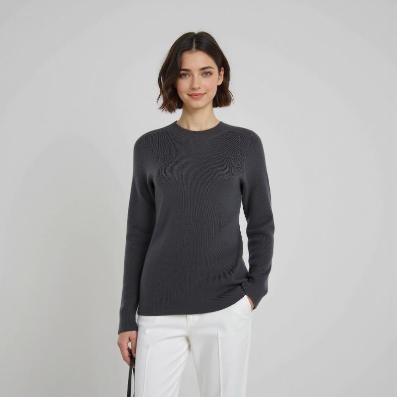 Autumn and Winter New Worsted Seamless Full Wool Machine Washable Wool Sweater Female Slim and Thin Inside