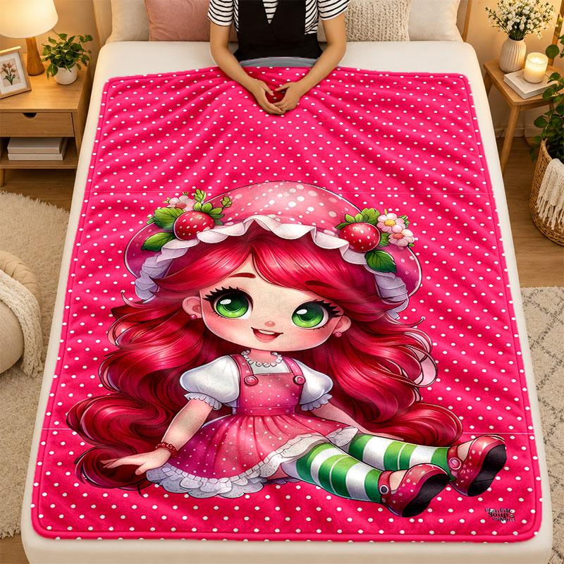 Flannel BlanketStrawberry Princess Warm Soft Throw Blanket for Indoor Sofa Bed Living Room Use