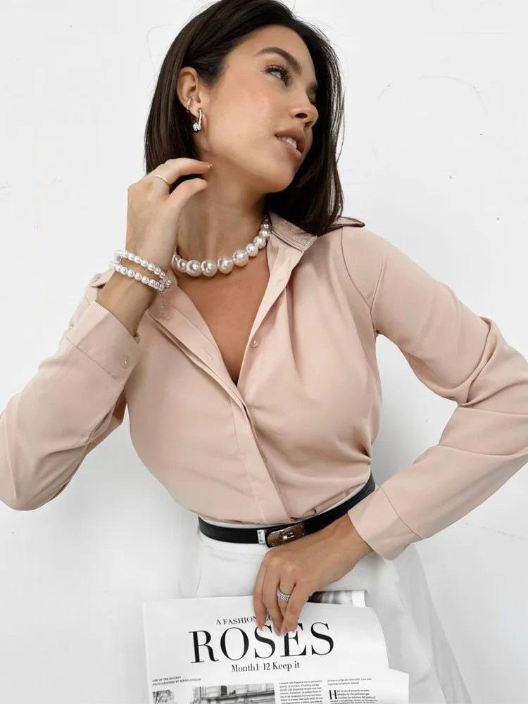 Европейско-американская приталенная рубашка с длинным рукавом: Элегантный и современный