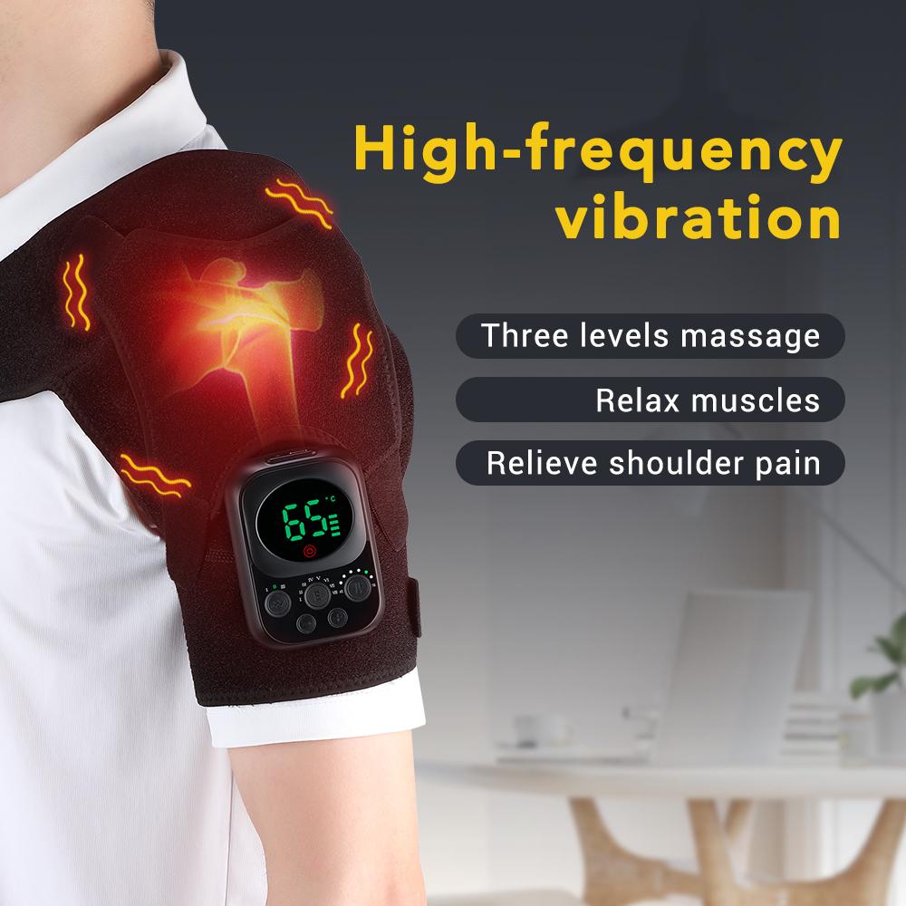 Heated Shoulder Brace Adjustable Heating Shoulder Pad Unisex Heat Therapy Shoulder Massager Wrap for Frozen Shoulder Pain Relief