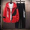 Spring and Autumn Men's Fashion Printed Hooded Jacket Casual Pants Two-piece Set