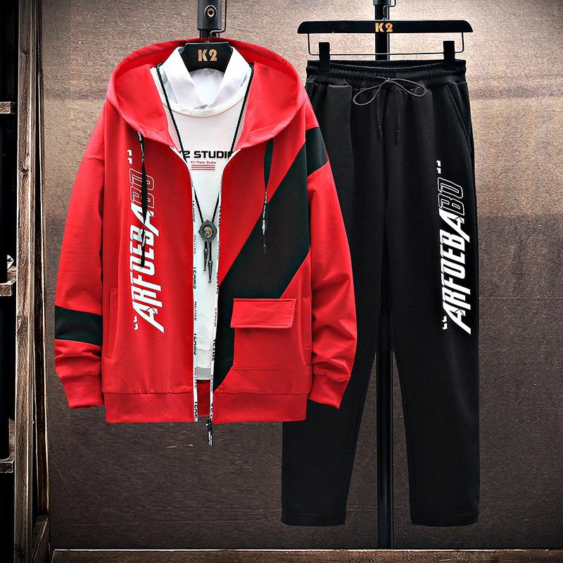 Autumn Fashion Printed Hooded Jacket Casual Pants Sports Suit