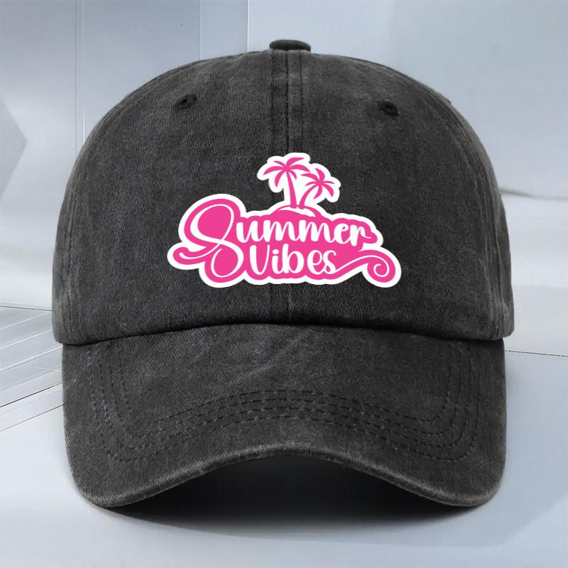 Summer Vibes Palm Tree Baseball Cap Unisex Casual Polyester Adjustable Outdoor Beach Vacation Hat