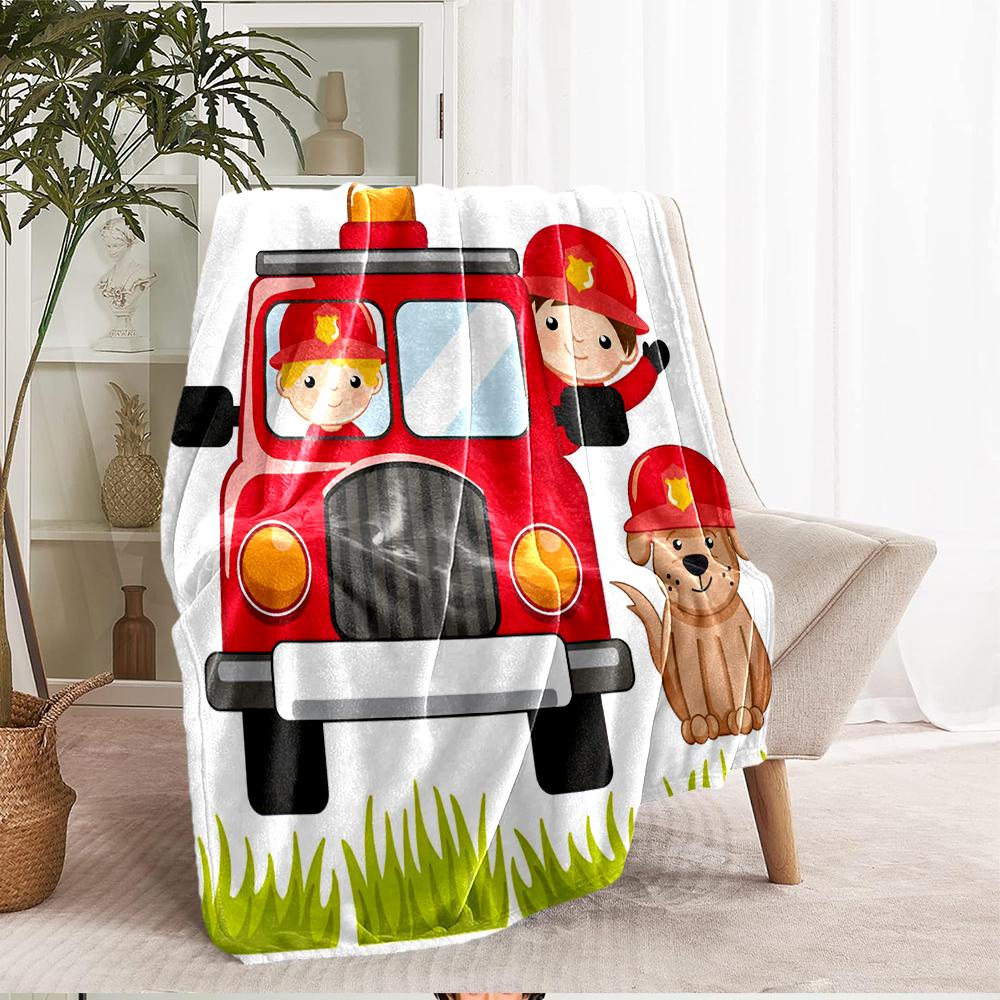 firefighters Theme Printed Blanket - Perfect for Couch, Bed, Travel & Outdoor Use | Machine Washable, Cozy & Durable.