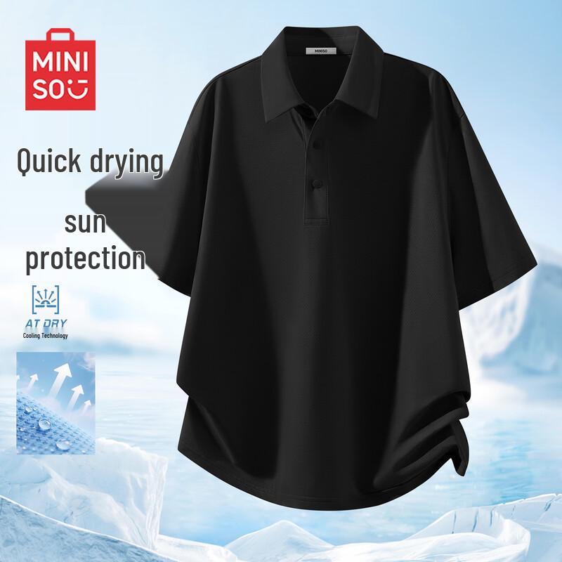 MINISO Men's Summer UV Protection Quick-Dry Mesh Polo Shirt
