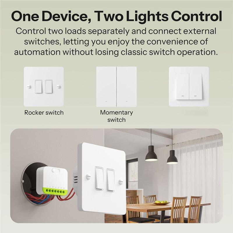 VOFUN-MINI-ZB2GS MINI DUO Умный выключатель Zigbee на 2 группы Двойное управление нагрузкой Поддерживает внешний выключатель - Маленький и безопасный дизайн Требует Zig