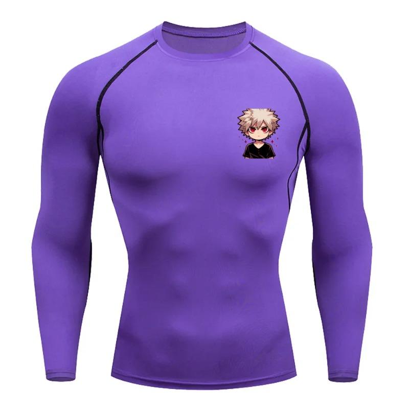 Katsuki Bakugo Graphic Compression Shirts Men Gym Workout Running Tshirt Summer Athletic Quick Dry Tops Short Sleeve Rash Guard