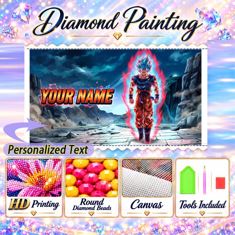 Personalized Gogeta Diamond Art Custom Name 5D Diamond Painting Full Drill DIY Craft