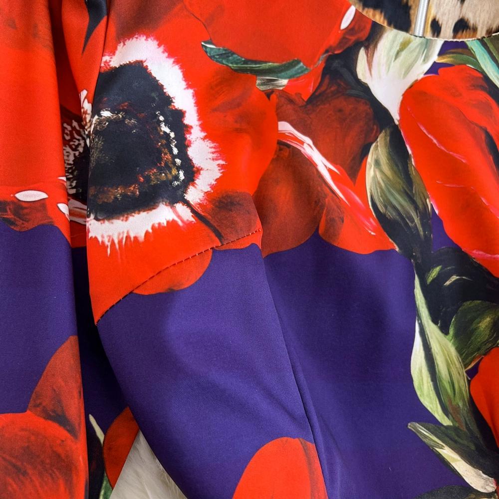 Летнее подиумное модное облегающее платье с принтом розы, женское праздничное платье с круглым вырезом и рукавами 3/4, элегантные вечерние платья миди с разрезом