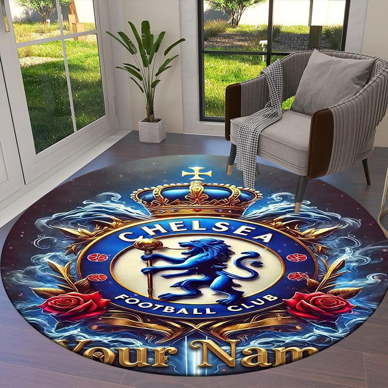Chelsea F Custom Name Round Area Rug,Carpet Rug for Living Room Bedroom Sofa Playroom Decor,Non-slip Floor Mat