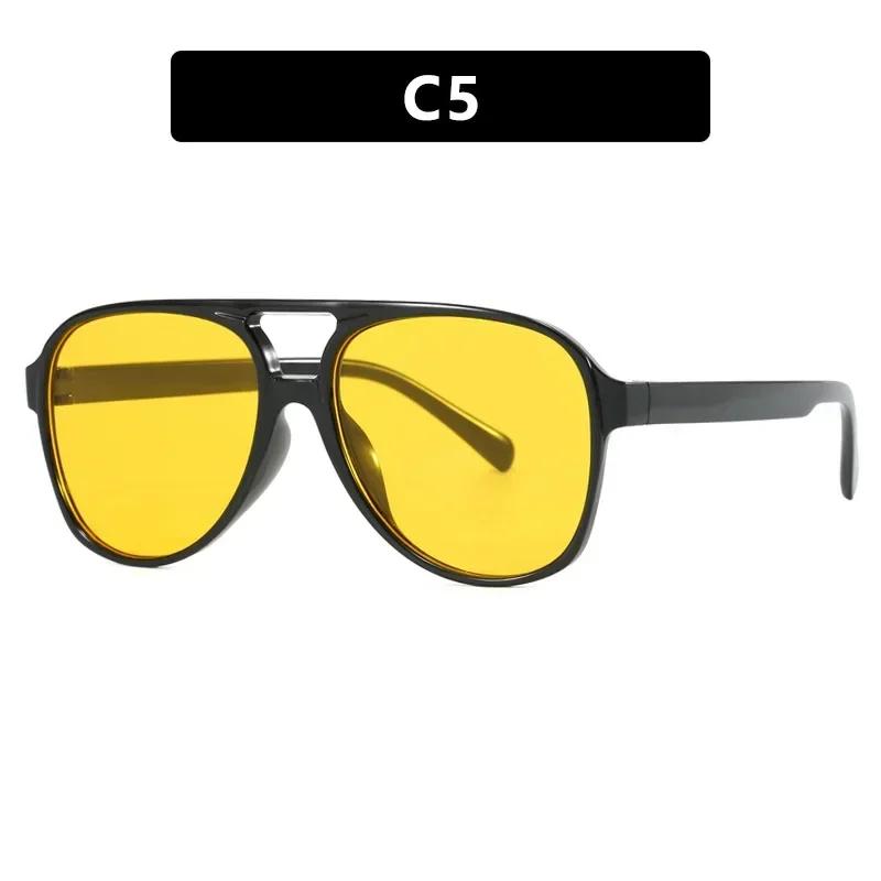 Винтажные солнцезащитные очки оверсайз женские ретро большая оправа солнцезащитные очки женские черные желтые в стиле инс квадратные очки oculos de sol