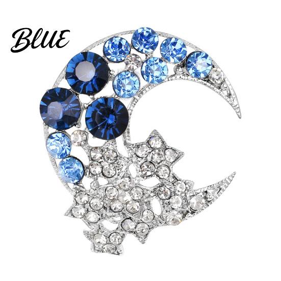 Charm Enhancing Brooch Moon Stars Design Sparkling Rhinestone Alloy Clothes
