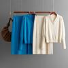 Fashion Set Women's Autumn Winter Loose Solid Color POLO Collar Knitted Sweater Half Skirt Two Piece Set