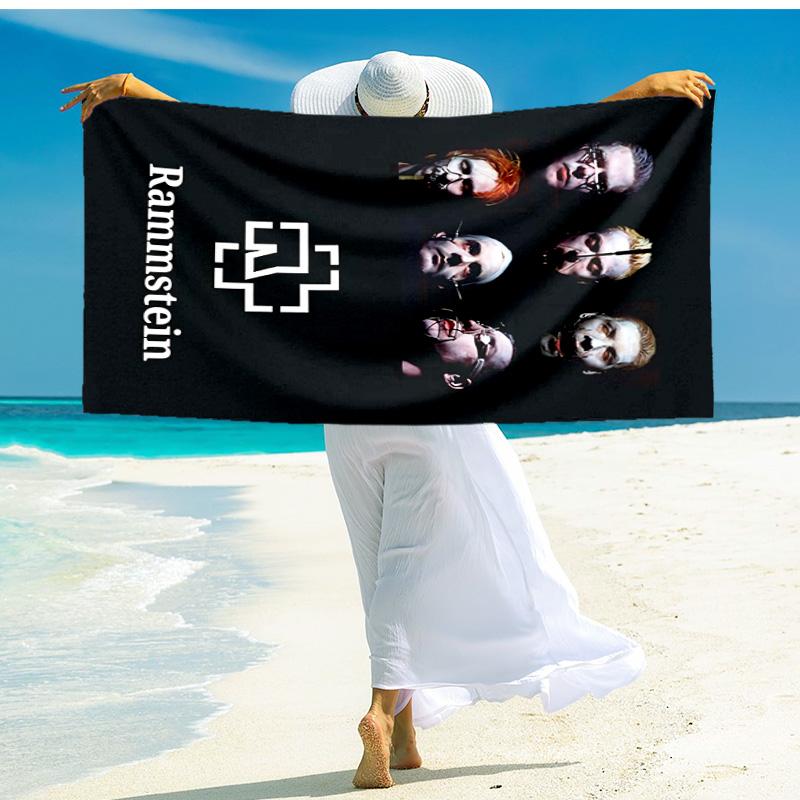 1 шт. пляжное полотенце группы Rammstein (тяжелый металл), быстросохнущее, впитывающее, для активного отдыха, плавания, пляжа, мягкое и удобное Y73068