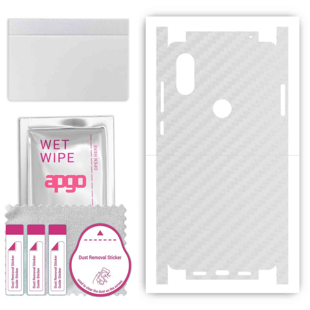 apgo Protective Skin Sticker for the Back+sides Compatible with Xiaomi Mi Mix 2S, Full Wrap Film, Foil, Vinyl - Pattern Transparent Carbon