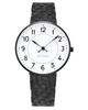 ARNE JACOBSEN X Mina Perhonen 34mm Scandinavian Design Watch with Land Puzzle Strap, STATION 53411-1686BP, White and Dark Gray