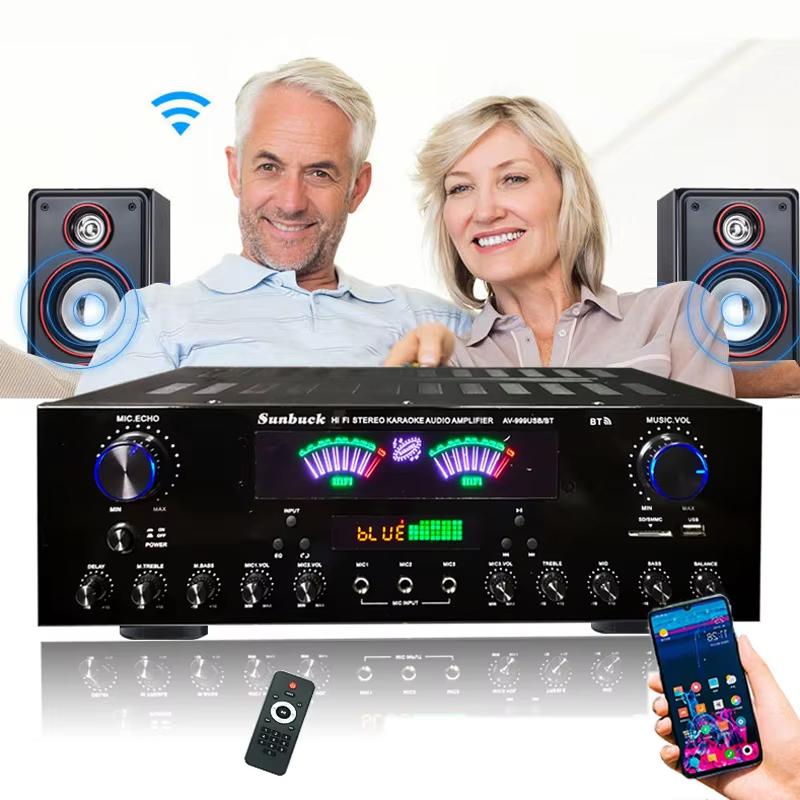 999BT Двойной Динамический Экран Цифровой Bluetooth Усилитель HiFi Стерео Звук Усилитель Для Дома Автомобиля Театра Караоке Совещания Макс. 4000 Вт