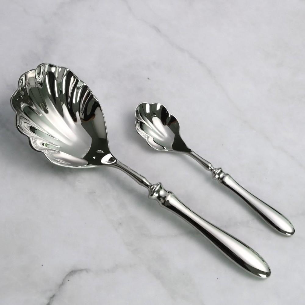 Shell Shape Stainless Steel Spoons French Table Serving Spoons Durable Dessert Spoons  Hotel