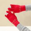 Женские зимние теплые красные шерстяные перчатки с лисой - Сенсорные и непродуваемые