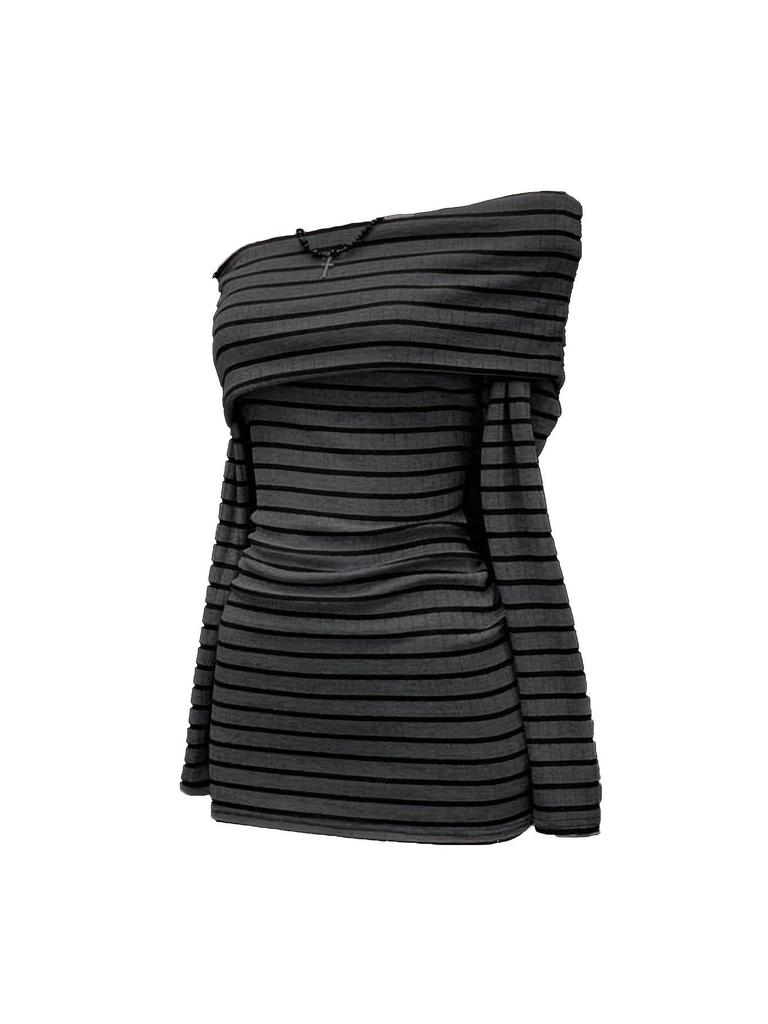 Европейское и американское полосатое облегающее платье, короткое bodycon с затягивающейся талией и длинными рукавами