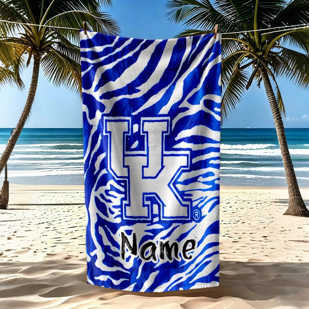 Blue White Kentucky Personalized Name Beach Towel High Absorbency & Quick-Dry