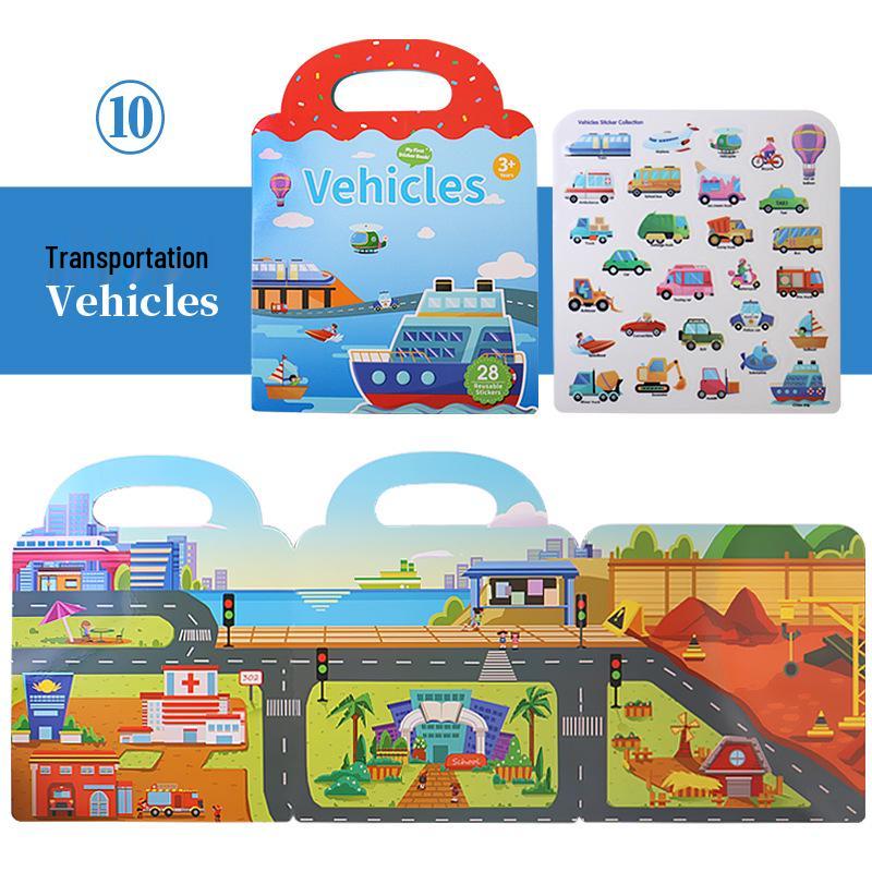 Washable Educational Sticker Book for Early Education: 10 Fun Themes for Toddlers and Kindergarten