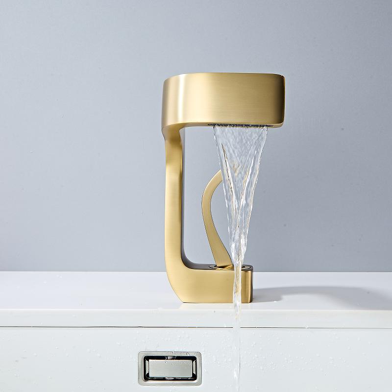 Brushed Gold Basin Faucets Modern Black Gold Bathroom Mixer Tap Brass Washbasin Faucet  Hot and Cold Elegant Crane For Bathroom