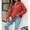 Autumn and Winter Casual Half-open Zipper  Sports Women's Lapel Loose Pullover Long-sleeved Sweater