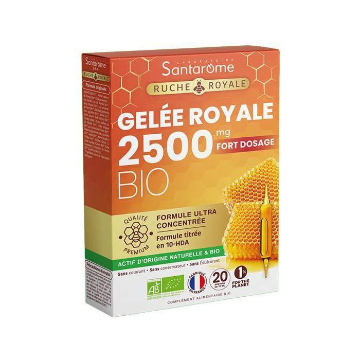 Santarome Ruche Royale Gelée Royale 2500 MG Bio Immunité 20 Ampoules