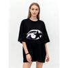 Oversized T-Shirt Black Eye Graphic Print Casual Wear