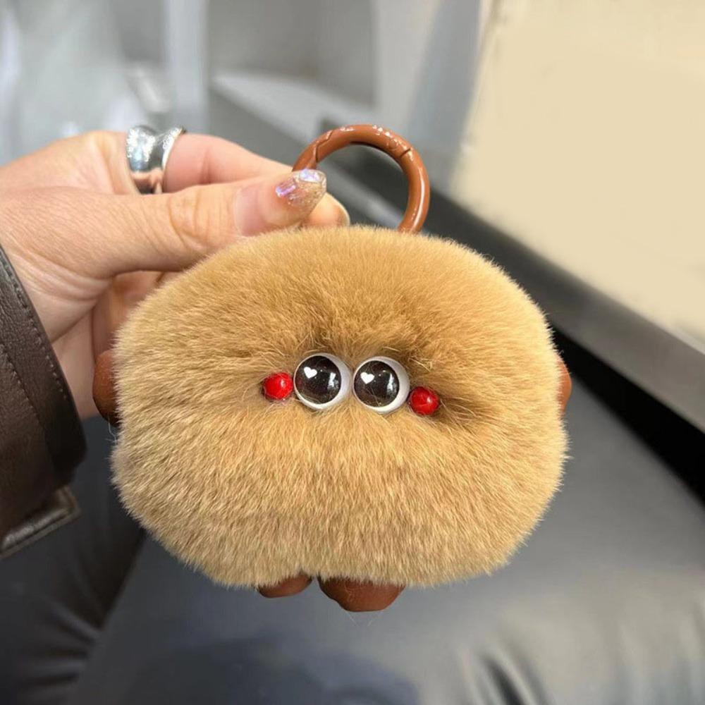 Stuffed Imitation Rabbit Fur Keychain Furry Plush Doll Keychain Funny Car Keyring  Jewelry Gift