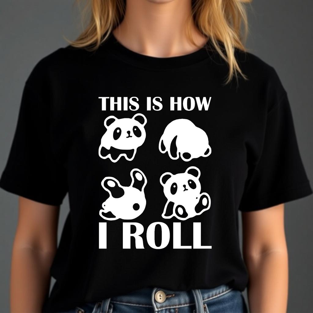 This Is How I Roll T-shirt Funny Panda Cute Animal Lovers Top New Men's Gift Tee