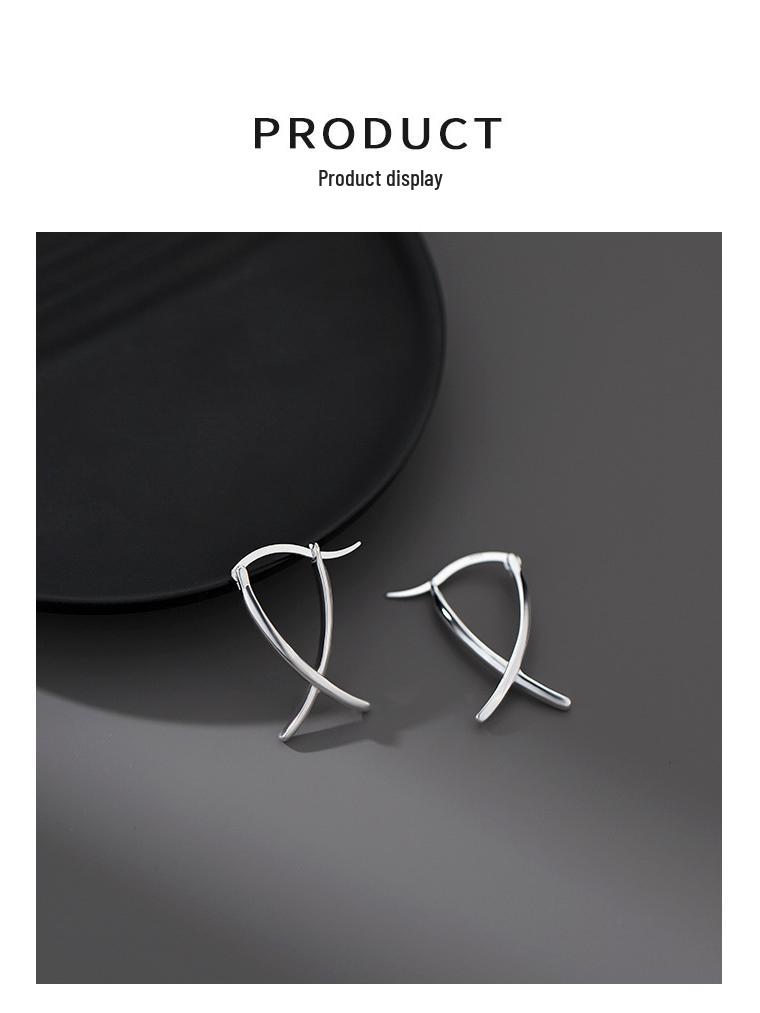 Fengshang S925 Серебряные Линии Перекрестные Каффы Серьги-гвоздики для Женщин - Тренд Осень/Зима 2025