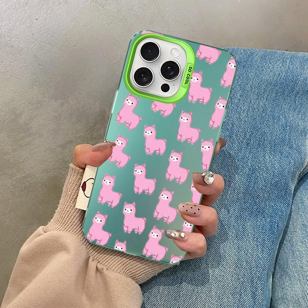 Лама Альпака Животные Мультяшные Цветной Чехол Для Телефона Для IPhone 16 15 14 13 12 11 Pro Max X XR XSMAX Матовый Ударопрочный Задний Чехол