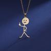 Кулон-ожерелье Stickman с глянцевым вырезом, руки в боки, средний палец, европейский и американский